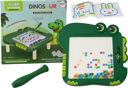 Picture of LeanToys Tablica Magnetyczna Edukacyjna Dinozaur Pad Ukadanka Zielona Koraliki