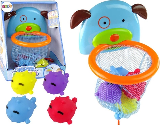 Изображение LeanToys Zabawka Do Kpieli Mini Koszykówka Kosz Piesek Gumowe Rybki