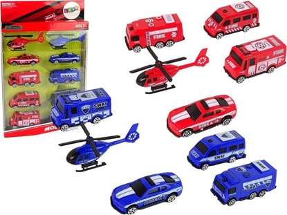 Attēls no LeanToys Zestaw 10 Resoraków Pojazdy Ratownicze Policja Stra