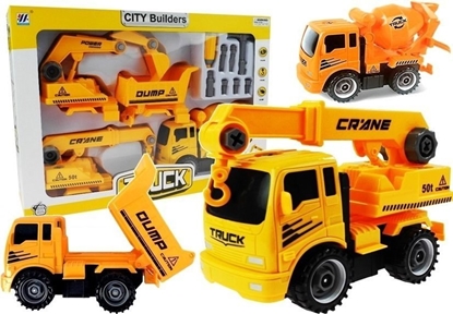 Изображение LeanToys Zestaw Pojazdów Do Rozkrcania Betoniarka Wywrotka LEAN Toys