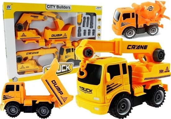 Изображение LeanToys Zestaw Pojazdów Do Rozkrcania Betoniarka Wywrotka LEAN Toys