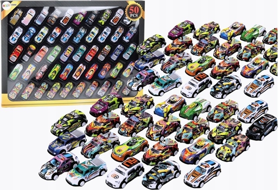 Picture of LeanToys Zestaw Resoraków Autka Samochody Z Napdem Kolorowe 50 Sztuk