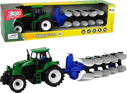 Изображение LeanToys Zielony Traktor z Pugiem Farma LEAN Toys