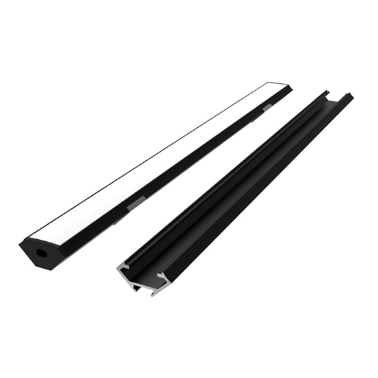 Picture of LED profils Stūra opal 2m melns kompl.