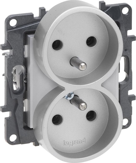 Picture of Legrand Niloe Step Gniazdo zasilajce podwójne 2x2P+Z do ramek wielokrotnych, zaciski rubowe, z przeson styków aluminium 863334