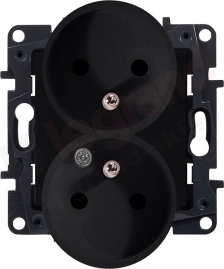 Picture of Legrand Niloe Step Gniazdo zasilajce podwójne 2x2P+Z do ramek wielokrotnych, zaciski rubowe, z przeson styków czarny 863534