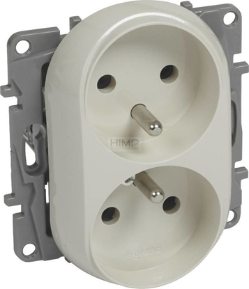 Picture of Legrand Niloe - Gniazdo 2 x 2P Z do ramek wielokrotnych - bez przeson, zaciski rubowe - Kremowe 764662