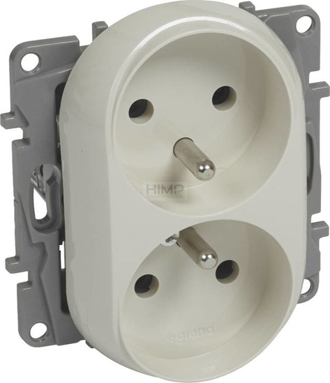 Picture of Legrand Niloe - Gniazdo 2 x 2P Z do ramek wielokrotnych - bez przeson, zaciski rubowe - Kremowe 764662