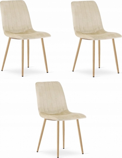 Picture of Leobert Krzeso LAVA - jasny be aksamit / nogi kolor drewna x 3