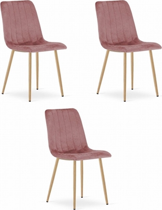 Изображение Leobert Krzeso LAVA - róowy aksamit / nogi kolor drewna x 3