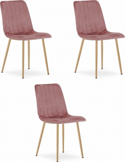 Изображение Leobert Krzeso LAVA - róowy aksamit / nogi kolor drewna x 3