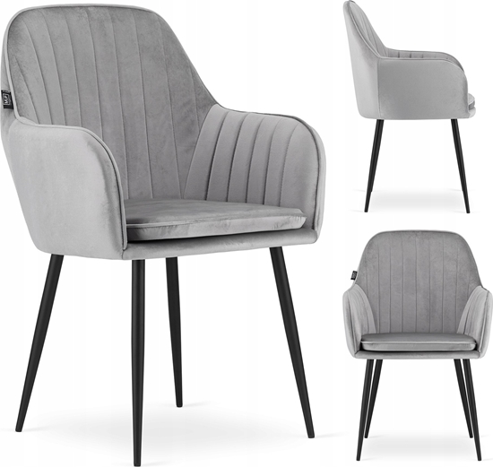 Изображение Leobert Krzeso LUGO - aksamit srebrno-szary / nogi czarne x 1