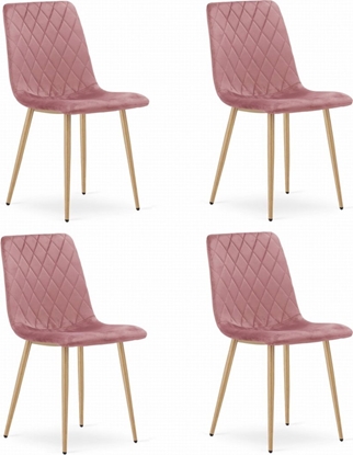 Изображение Leobert Krzeso TURIN - róowy aksamit / nogi kolor drewna x 4