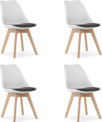 Изображение Leobert Zestaw komplet krzese  biao czarne drewniane nogi 4szt