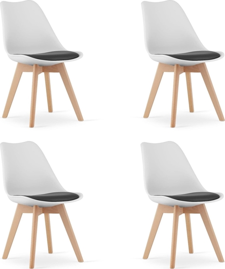 Picture of Leobert Zestaw komplet krzese  biao czarne drewniane nogi 4szt