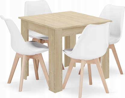 Изображение Leobert Zestaw stó kwadratowy 80x80 db sonoma + 4 krzesa MARK biae