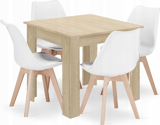 Изображение Leobert Zestaw stó kwadratowy 80x80 db sonoma + 4 krzesa MARK biae