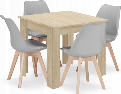 Изображение Leobert Zestaw stó kwadratowy 80x80 db sonoma + 4 krzesa MARK szare