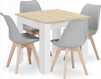Изображение Leobert Zestaw stó kwadratowy 80x80 db sonoma + 4 krzesa MARK szare