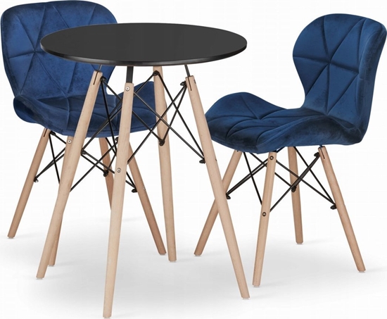 Picture of Leobert Zestaw stó okrgy TODI 60 czarny + 2 krzesa LAGO granatowe