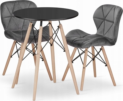 Picture of Leobert Zestaw stó okrgy TODI 60 czarny + 2 krzesa LAGO szare