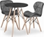 Изображение Leobert Zestaw stó okrgy TODI 60 czarny + 2 krzesa LAGO szare