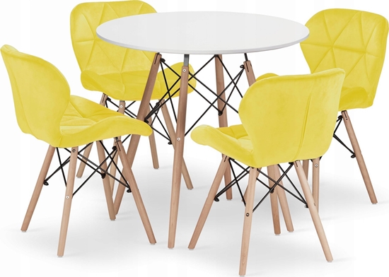 Picture of Leobert Zestaw stó okrgy TODI 80 biay + 4 krzesa LAGO óte