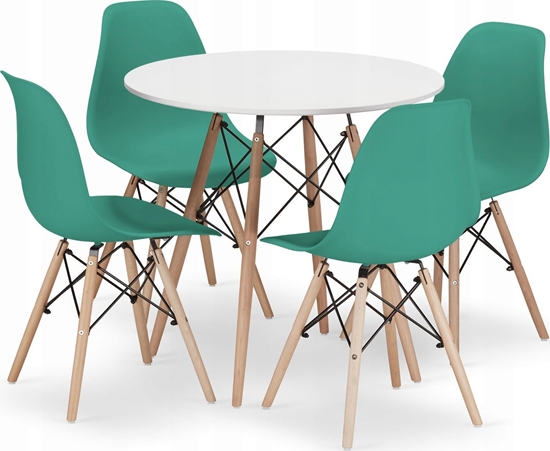 Picture of Leobert Zestaw stó okrgy TODI 80 biay + 4 krzesa OSAKA zielone