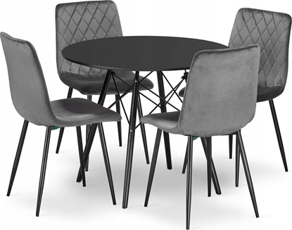 Picture of Leobert Zestaw stó okrgy TODI 80 czarny + 4 krzesa TURIN ciemnoszare