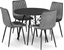Изображение Leobert Zestaw stó okrgy TODI 80 czarny + 4 krzesa TURIN ciemnoszare