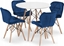 Изображение Leobert Zestaw stó okrgy TODI 80cm biay + 4 krzesa LAGO granatowe