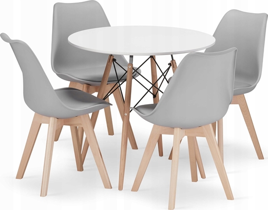 Picture of Leobert Zestaw stó okrgy TODI 80cm biay + 4 krzesa MARK szare