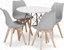 Изображение Leobert Zestaw stó okrgy TODI 80cm biay + 4 krzesa MARK szare