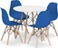 Picture of Leobert Zestaw stó okrgy TODI 80cm biay + 4 krzesa OSAKA niebieskie