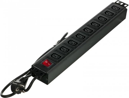 Picture of Alantec Listwa zasilajca 19" 230V - 9 gniazd (IEC320 C13), z wycznikiem LED, kabel 1,8m CEE 7/7 (PZ011)