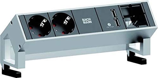 Picture of Bachmann DESK2 2x earthing contact 1x USB charger 1x ABD GST18, white