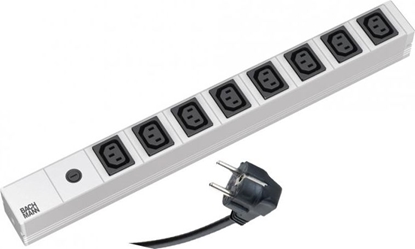 Picture of Bachmann 19" socket strip 8x C13 sockets, with earthing contact plug, 10A fuse