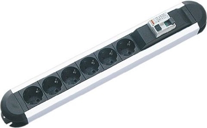 Picture of Bachmann PRIMO RCD socket strip 6x earthing contact 1xRCD protection, aluminium, 2 m
