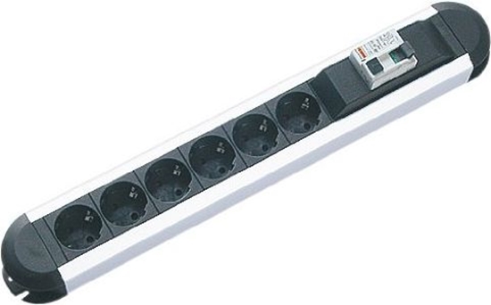 Picture of Bachmann PRIMO RCD socket strip 6x earthing contact 1xRCD protection, aluminium, 2 m
