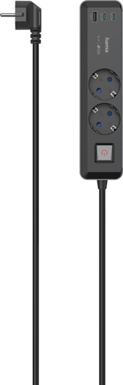 Изображение Listwa zasilajca Hama 2 gniazda 1.4 m czarna (002231880000)