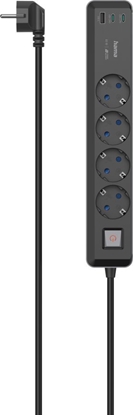 Изображение Listwa zasilajca Hama 4 gniazda 1.4 m czarna (002231890000)