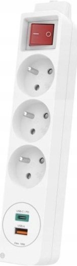 Изображение Listwa zasilajca Hama LISTWA ZASILAJCA 3GN, 2xUSB C/A