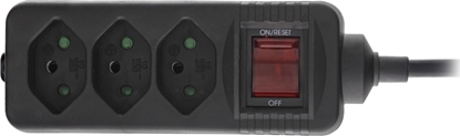 Изображение Listwa zasilajca InLine InLine® Socket strip SWITZERLAND, 3-way, with switch, 1.5m, black