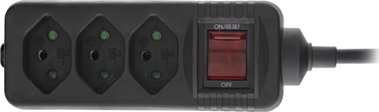 Изображение Listwa zasilajca InLine InLine® Socket strip SWITZERLAND, 3-way, with switch, 1.5m, black
