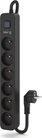 Picture of Listwa zasilajca Kerg Urzdz. zas.-zabezpiecz. KERG z wycznikiem-6 gniazd-czarny-5m-16A-H05VV-F-3x1,5mm2