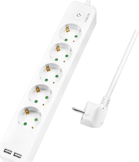 Изображение Listwa zasilajca LogiLink LogiLink 5 gniazd 1.5m biaa