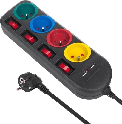 Изображение Listwa zasilajca Maclean 4 gniazda 1.5 m czarna (MCE229 B)