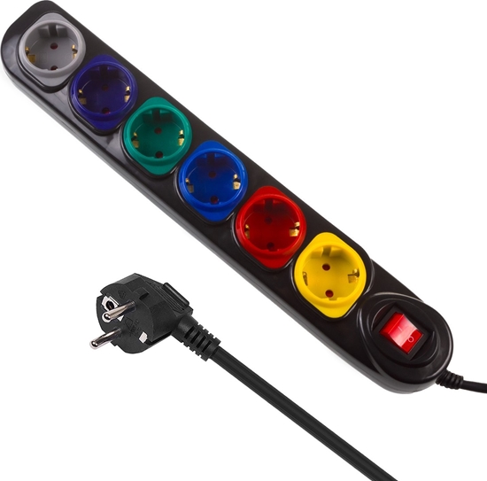 Picture of Listwa zasilajca Maclean Listwa zasilajca Maclean, przeduacz 6 gniazd, z wcznikiem, 250VAC/10A, 1.5m, MCE509 W