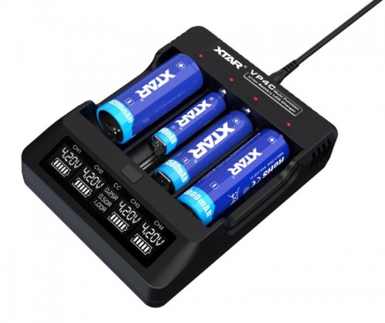 Picture of Litija akumulatoru lādētājs ar displeju VP4C XTAR lādētājs iepakojumā 1 gb.