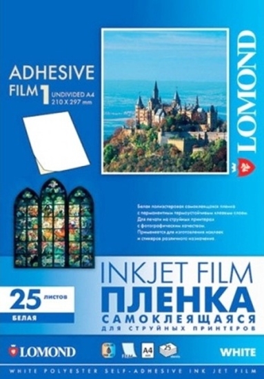 Picture of Lomond PET Inkjet Film Self Adhesive White A4, 25 sheets
